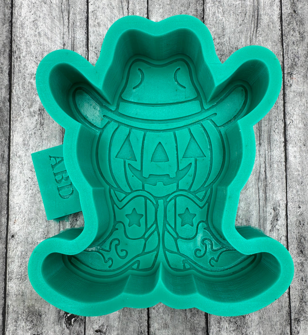Jack O’Lantern Pumpkin Cowboy in Boots Freshie Silicone Mold