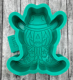 Jack O’Lantern Pumpkin Cowboy in Boots Freshie Silicone Mold