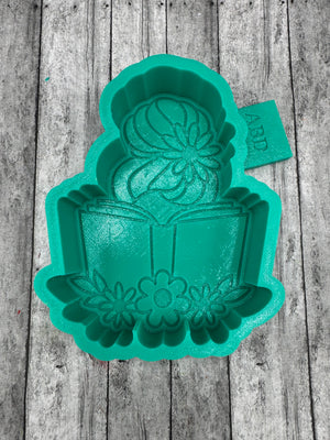 Girl Reading with Flowers Silicone Mold