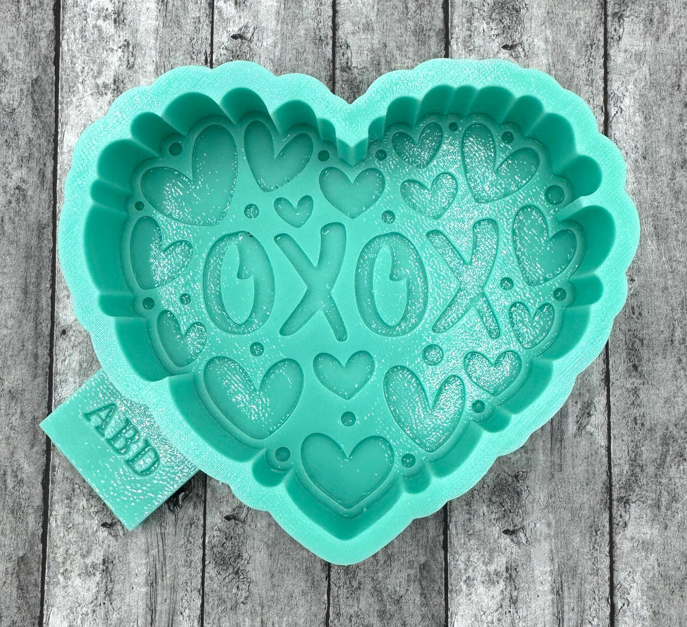 Valentine XOXO Heart filled Heart Freshie Silicone Mold