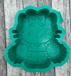 Cheerleader Kitty with Bow Freshie Silicone Mold