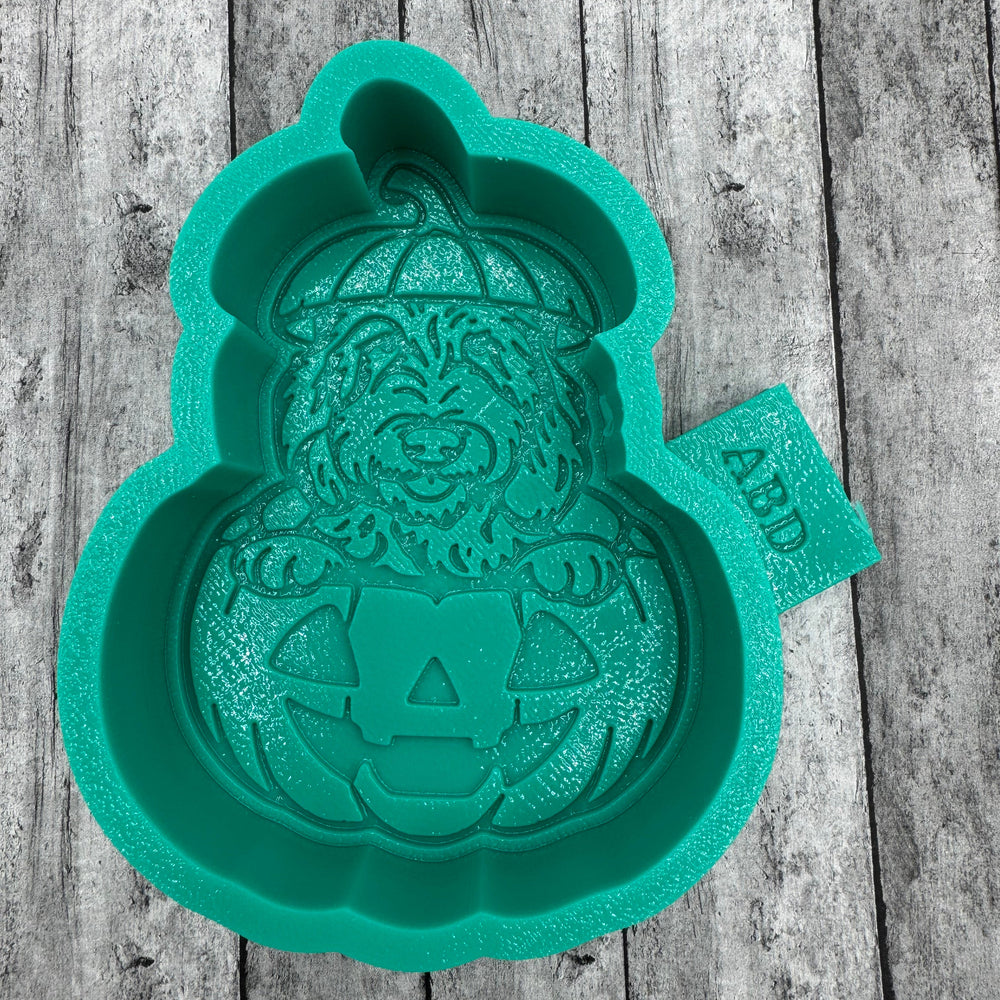 Golden Doodle in a Pumpkin 