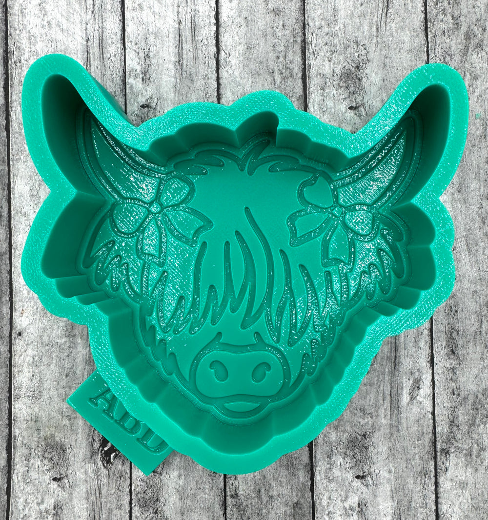 Highland Cow with Bows on Horns Freshie Silicone Mold