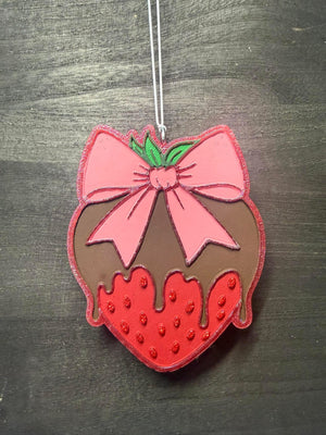 Chocolate Covered Strawberry with Bow Freshie Silicone Mold