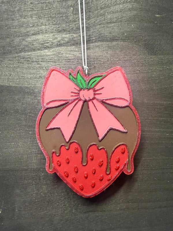 Chocolate Covered Strawberry with Bow Freshie Silicone Mold