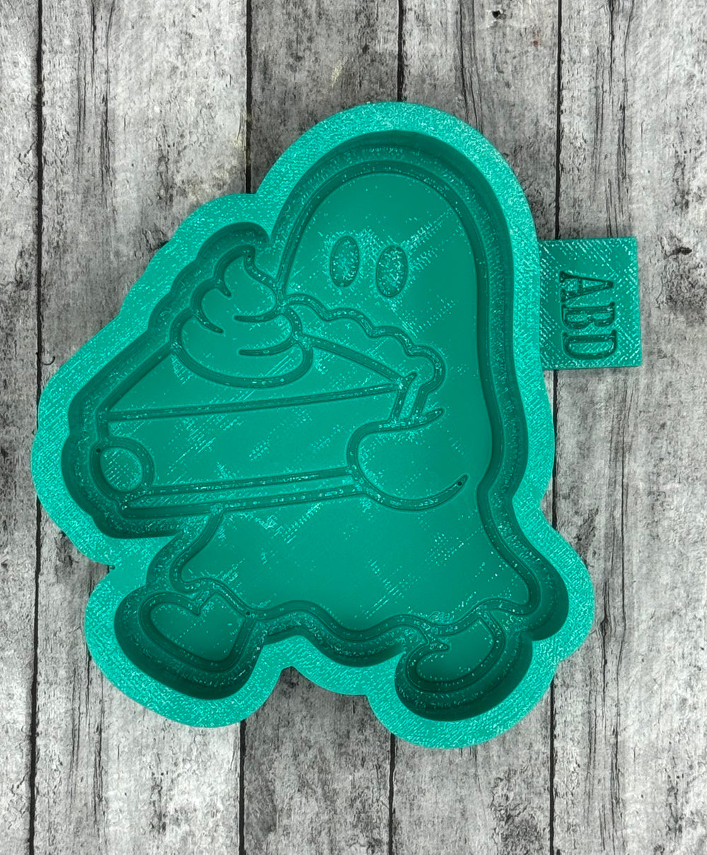 Ghost Carrying Pumpkin Pie Freshie Silicone Mold