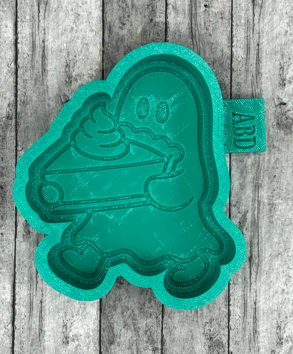 Ghost Carrying Pumpkin Pie Freshie Silicone Mold