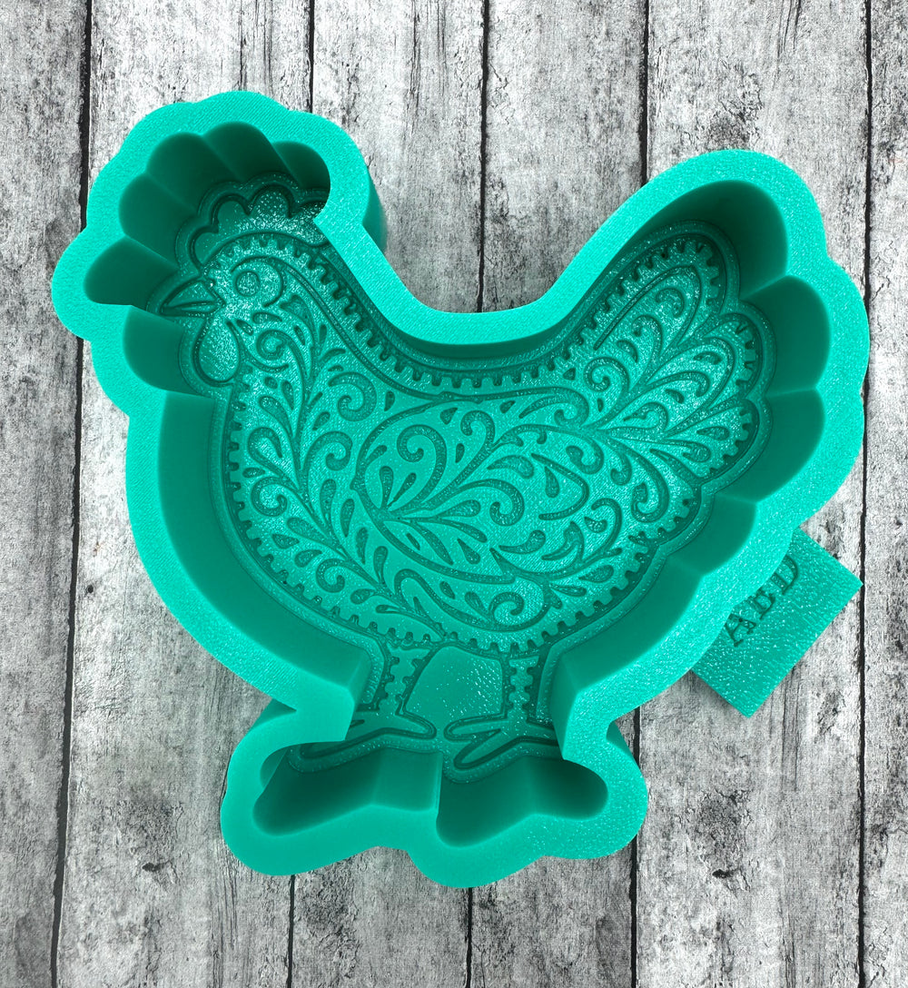 Leather Tooled Chicken Freshie Silicone Mold