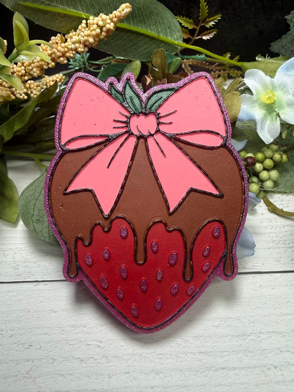 Chocolate Covered Strawberry with Bow Freshie Silicone Mold