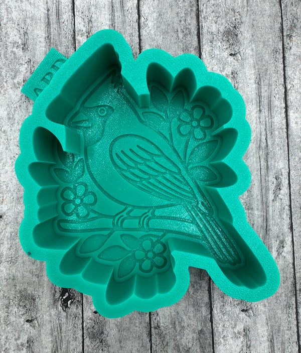 Cardinal Bird on Branch Freshie Silicone Mold