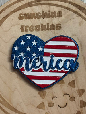 America “Merica” Heart Freshie Silicone Mold