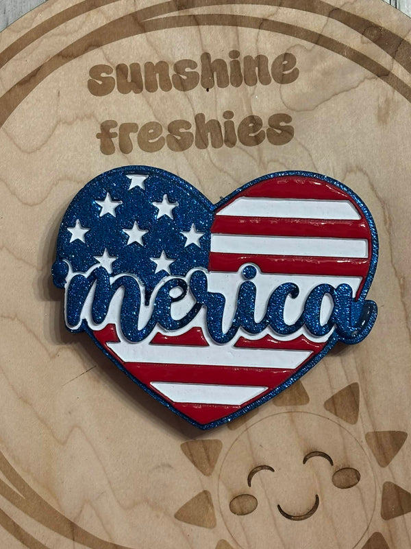America “Merica” Heart Freshie Silicone Mold