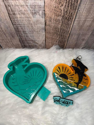 Two Dolphin Sunrise Freshie Silicone Mold