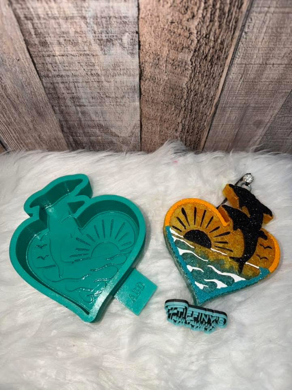 Two Dolphin Sunrise Freshie Silicone Mold