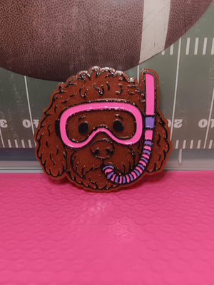 Golden Doodle Diver Snorkel Scuba Head Freshie Silicone Mold