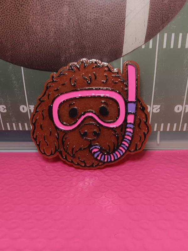 Golden Doodle Diver Snorkel Scuba Head Freshie Silicone Mold