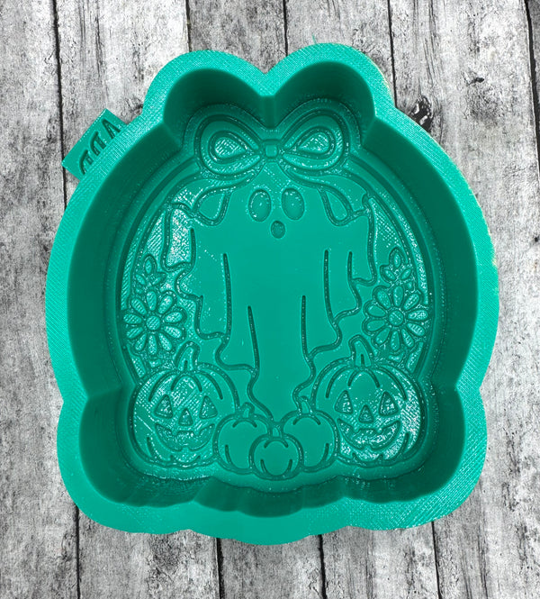 Ghost Bow Pumpkin Scene Freshie Silicone Mold