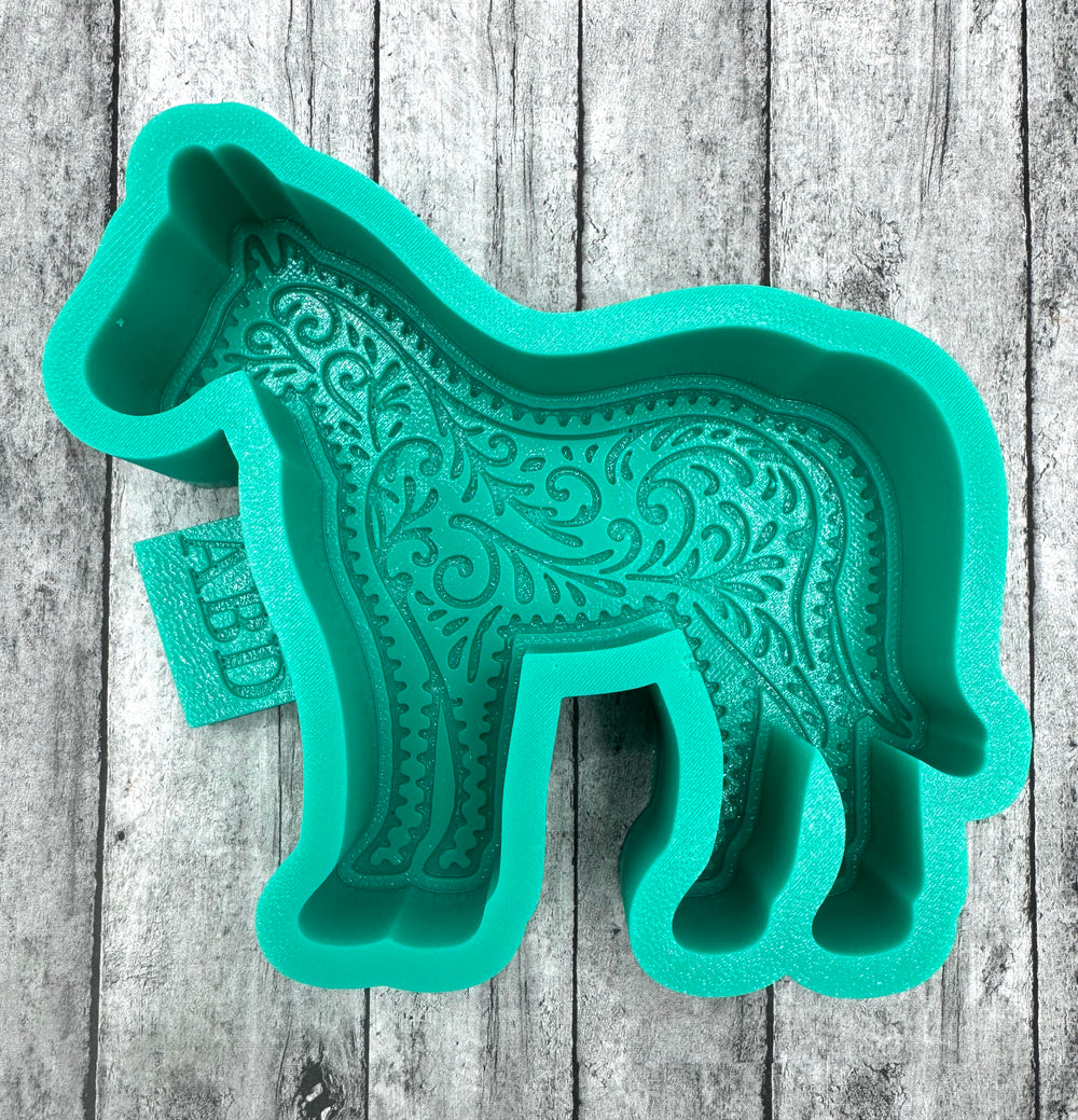Leather Tooled Horse Freshie Silicone Mold