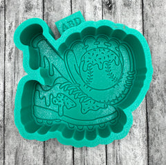 Baseball Glove Drip with Cleet and Bat Freshie Silicone Mold