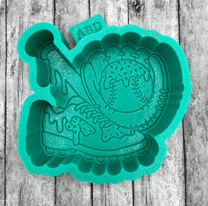Baseball Glove Drip with Cleet and Bat Freshie Silicone Mold