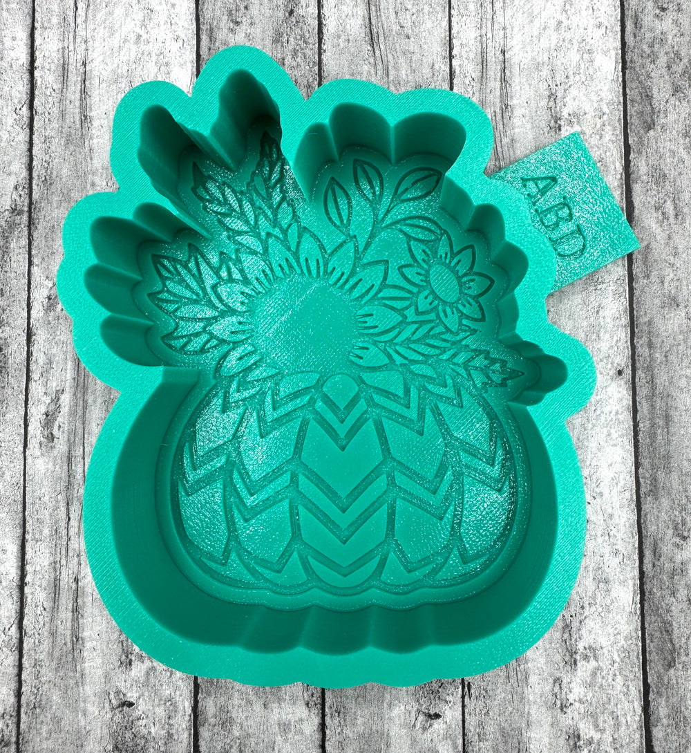 Pumpkin with Flower Crown ZigZag Pattern Silicone Mold