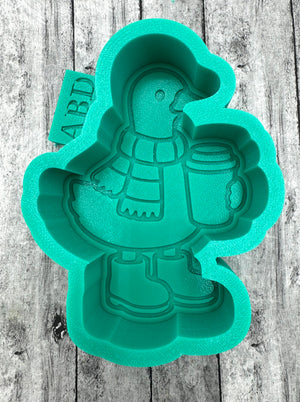 Scarf Goose with Latte Cup Freshie Silicone Mold
