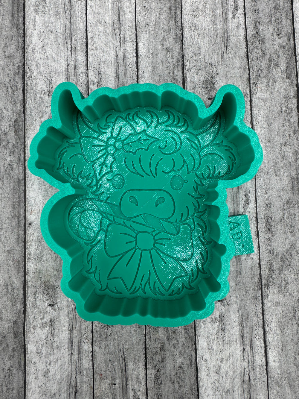 Highland Cow with Candy Cane Freshie Silicone Mold