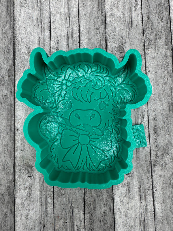 Highland Cow with Candy Cane Freshie Silicone Mold