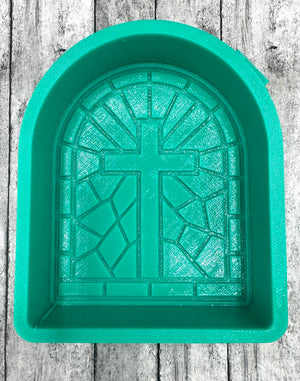 Stained Glass with Cross Freshie Silicone Mold