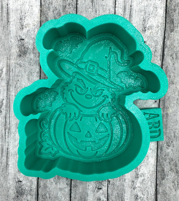Grinch Witch Hat in Pumpkin Freshie Silicone Mold