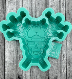 Lineman Skull with Double Poles Freshie Silicone Mold