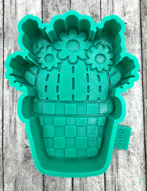 Bloomin Cactus Plant in Checkered Pot Freshie Mold