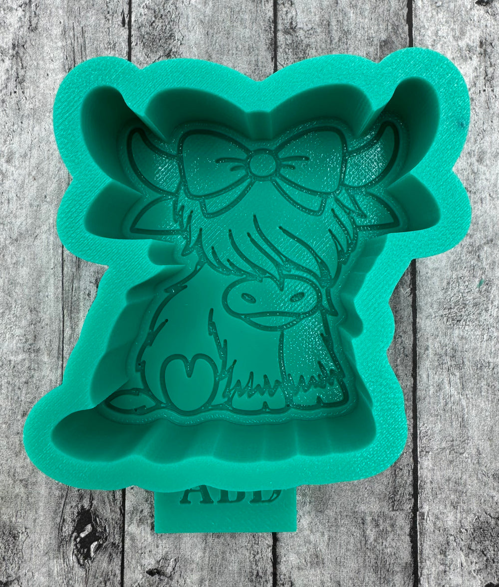 Mini Highland Cow with Bow Profile Silicone Mold