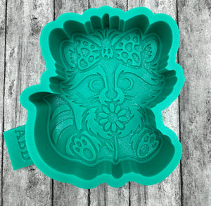Raccoon with Bow Silicone Mold