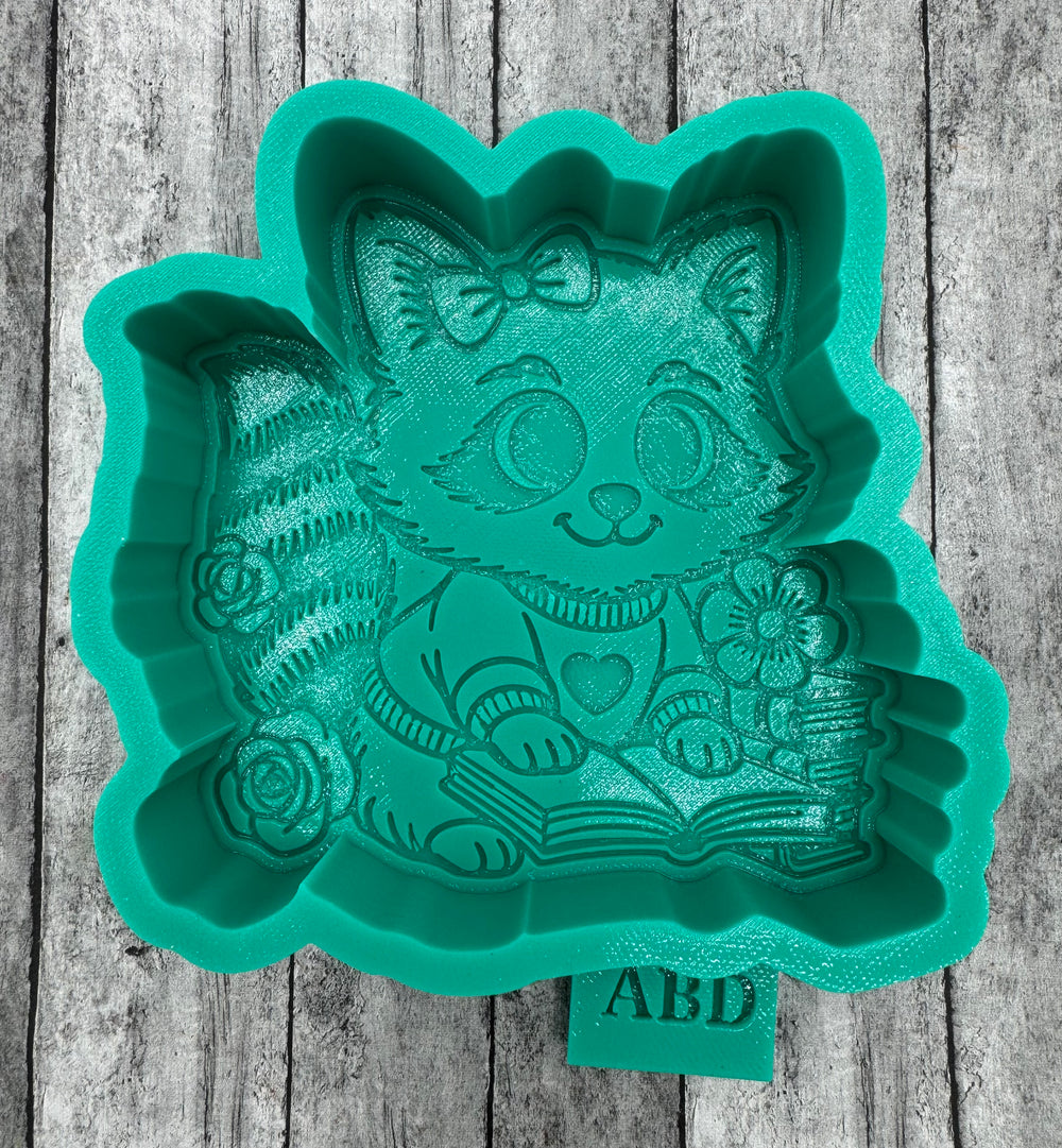 Raccoon Reading Valentine Freshie Silicone Mold