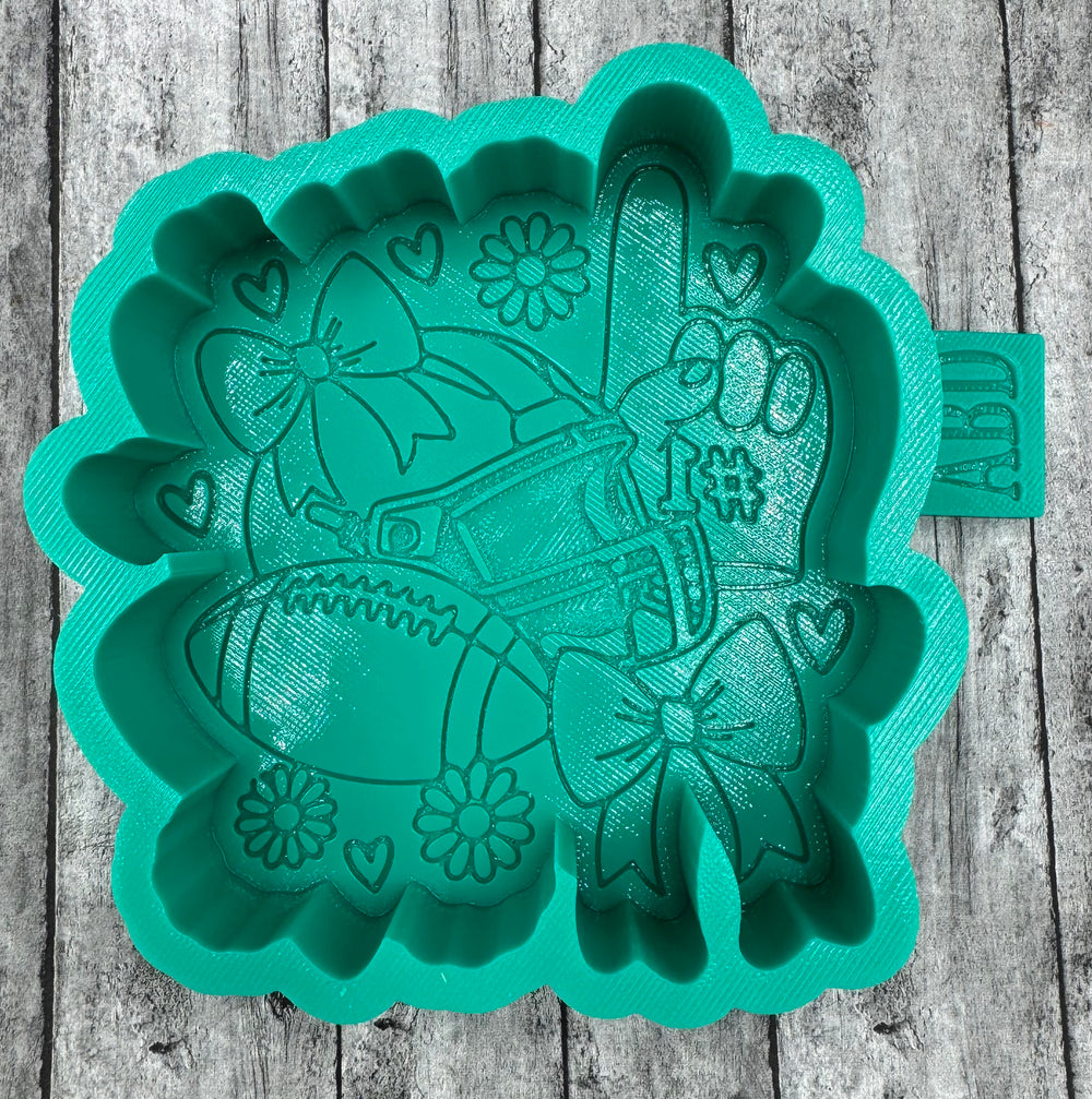 Football Helmet Bow Square Freshie Silicone Mold