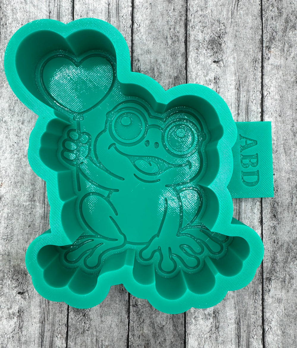Frog Holding a Heart Balloon Silicone Mold