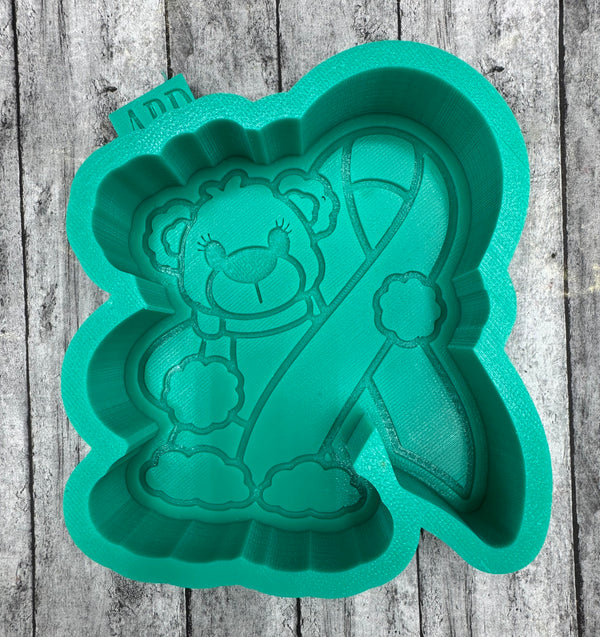 Awareness Ribbon with Bear Freshie Silicone Mold