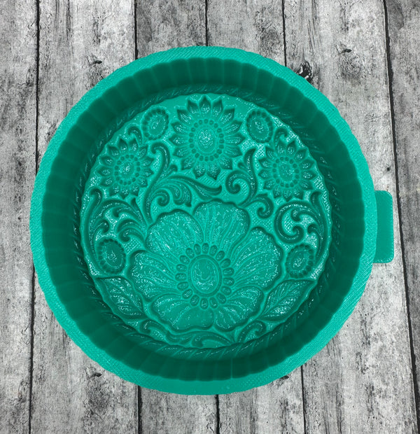 3D Tooled Leather Round Silicone Mold
