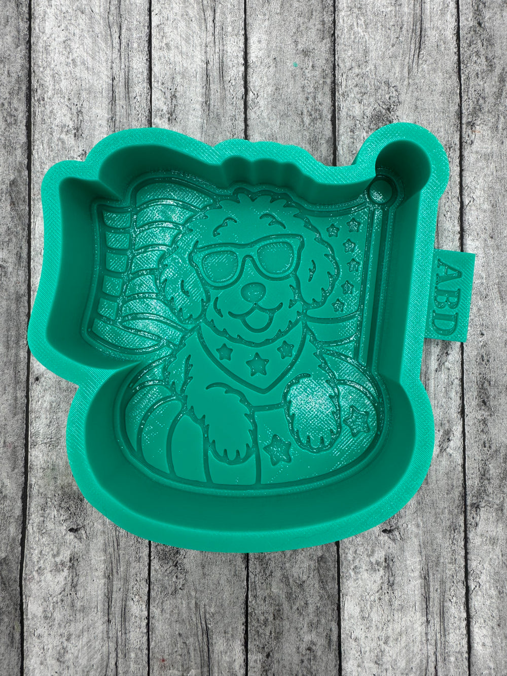 Patriotic Golden Doodle Dog on a Float Freshie Silicone Mold