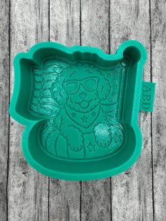 Patriotic Golden Doodle Dog on a Float Freshie Silicone Mold