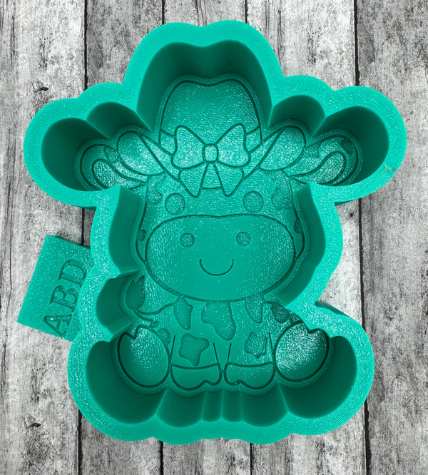 Cow with Cowboy Hat Bow Freshie Silicone Mold