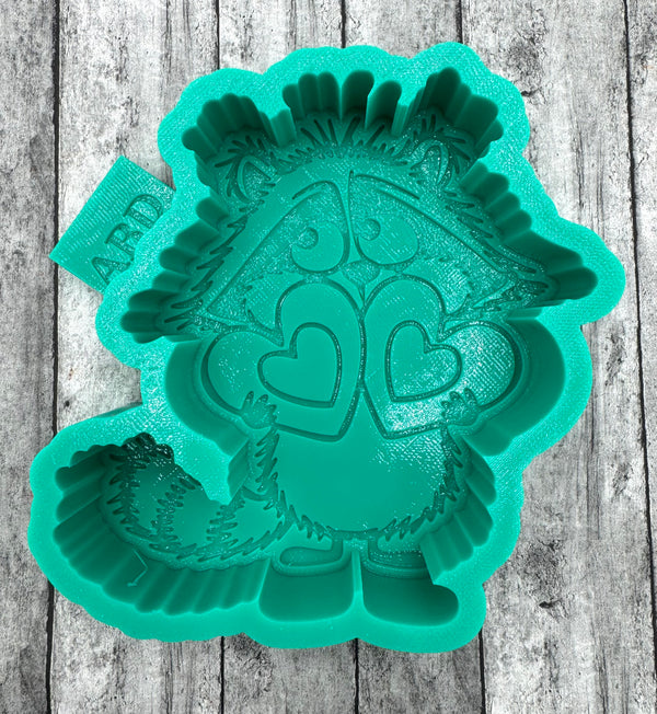 Raccoon Holding Double Hearts Freshie Silicone Mold