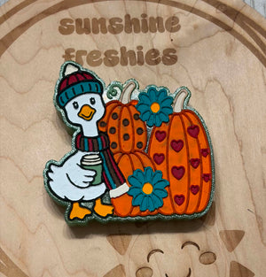 Fall Goose with Pumpkins Freshie Silicone Mold