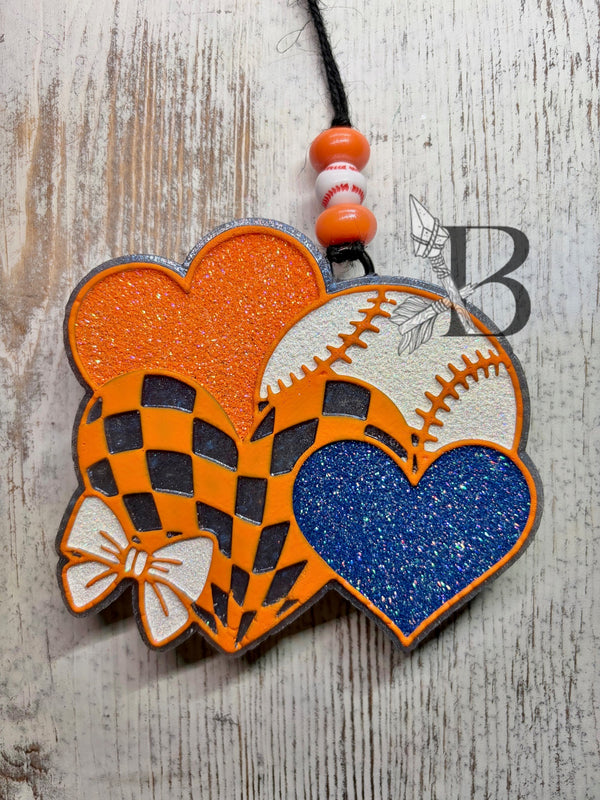 Baseball Hearts and Bow Freshie Silicone Mold