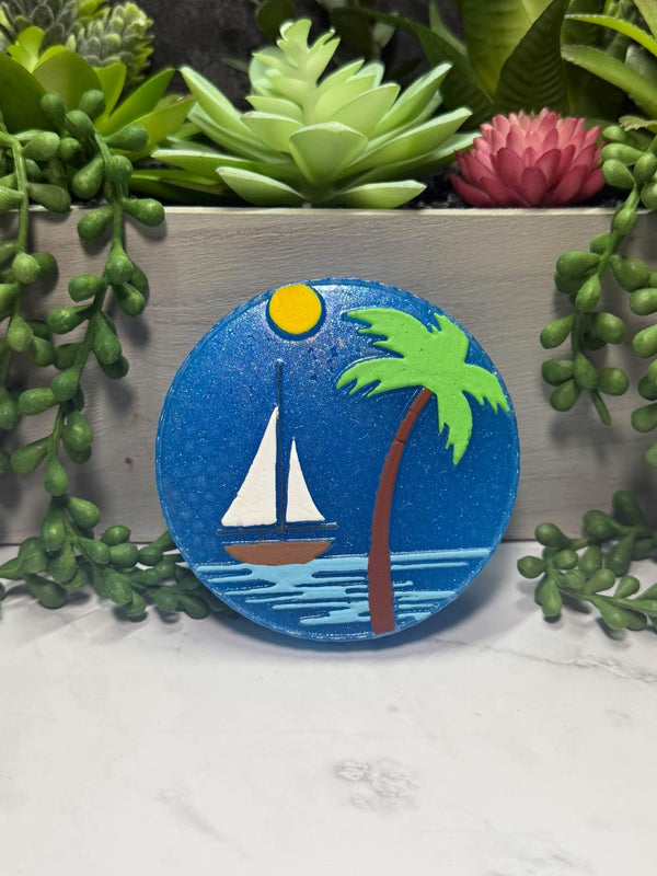 Round Tropical Sunset Freshie Mold