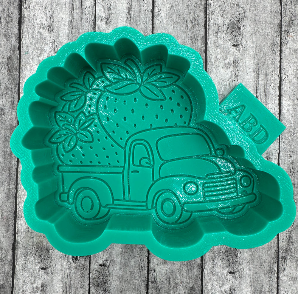 Truck with Strawberries Freshie Silicone Mold