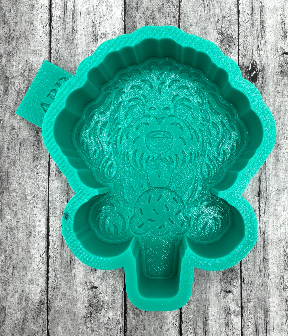 Golden Doodle Dog with an Ice cream Cone  Silicone Mold
