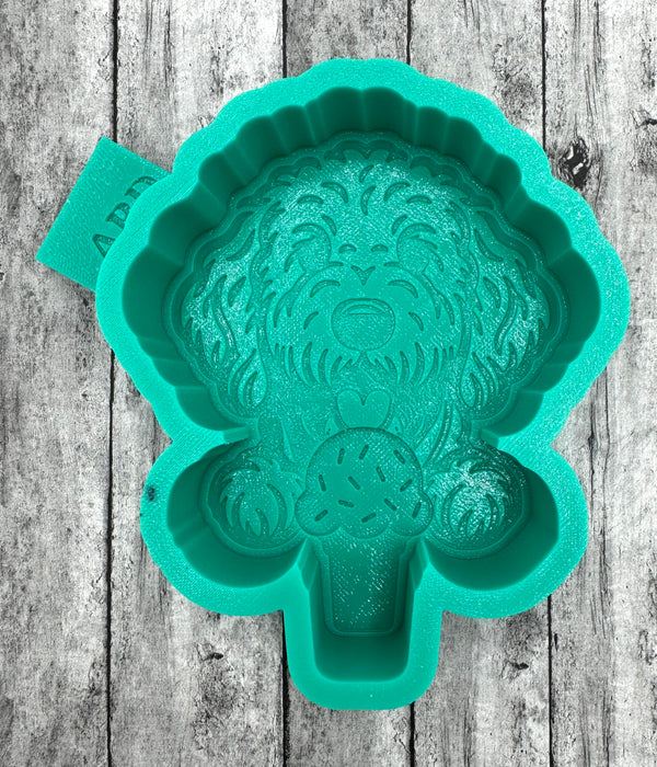 Golden Doodle Dog with an Ice cream Cone  Silicone Mold