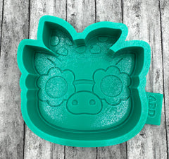 Pig Face with Flower Glasses Freshie Silicone Mold